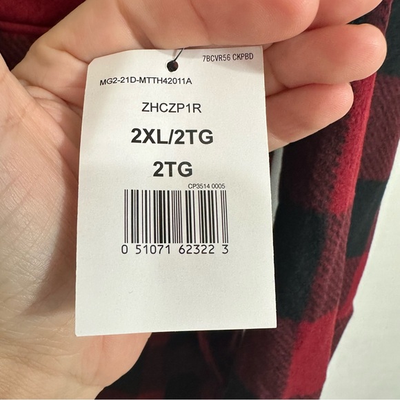 Wrangler Authentics Men Long Sleeve Heavyweight Red Black Plaid Fleece Shirt 2XL - Picture 5 of 9